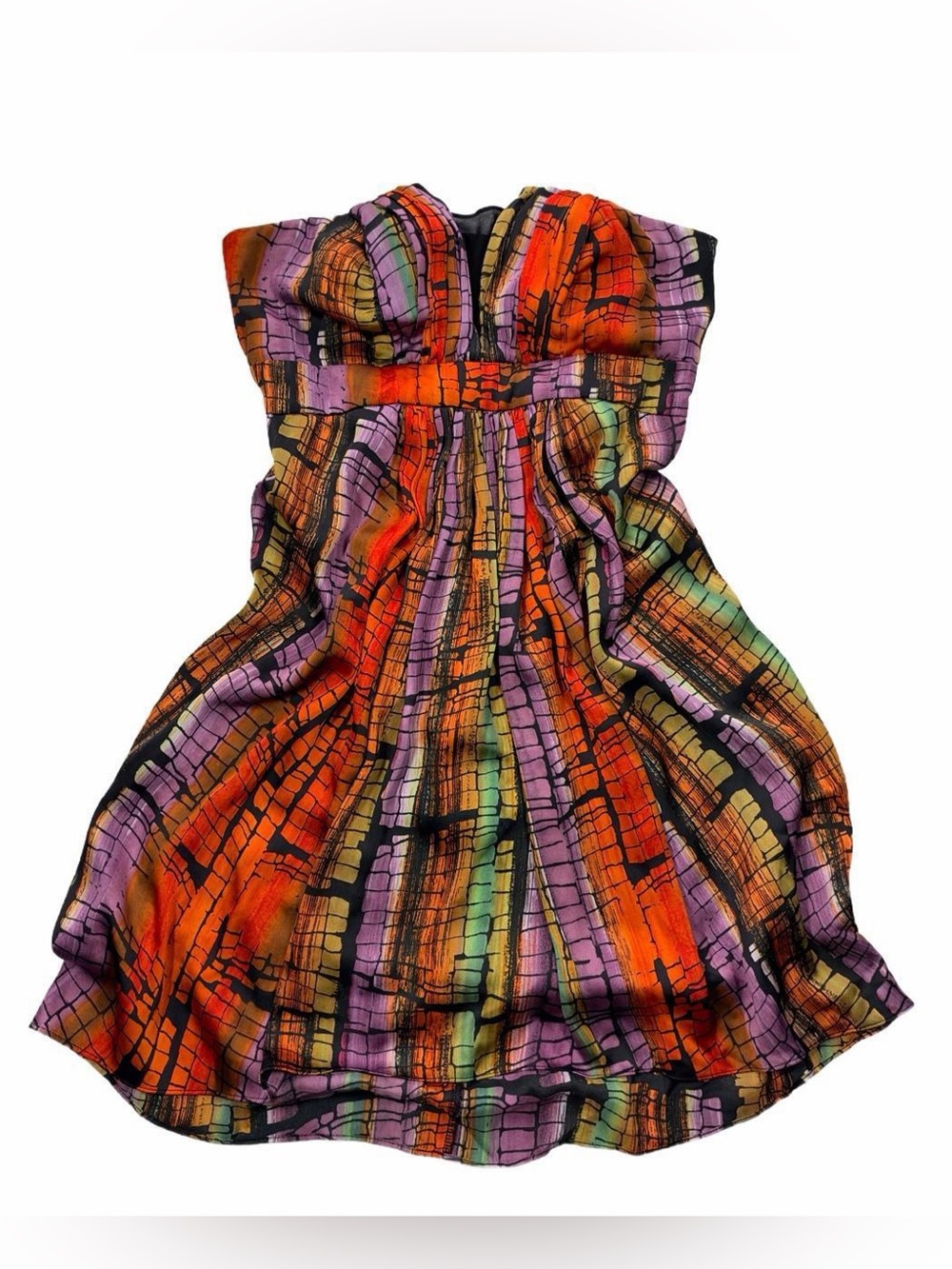 y2k BCBGeneration Multicolor Strapless Mosaic-Print Tunic